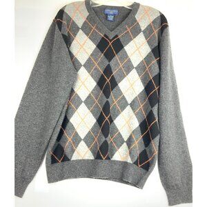 Joseph & Lyman men / women cashmere v neck fair isle sweater 38ch 26L